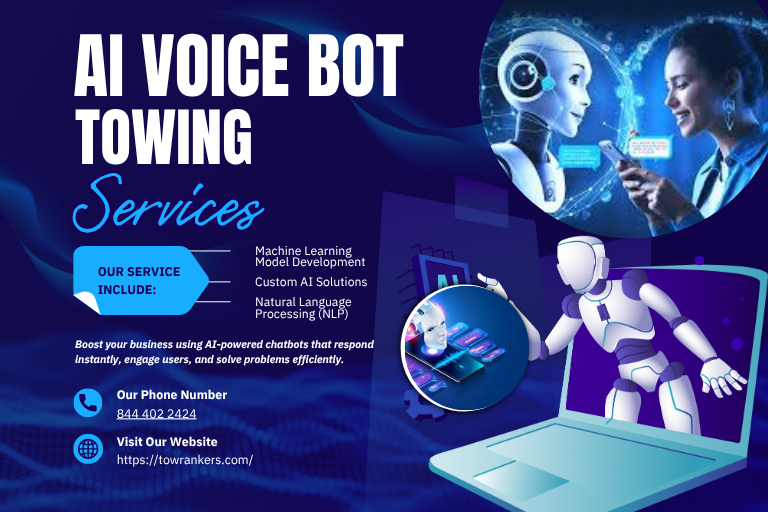 AI voice bot for towing company customer support in Chicago, USA – virtual assistant answering service illustration